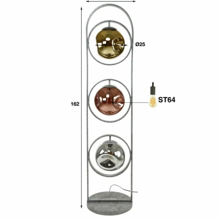 Lampadaire Stellar Anthracite, 3 lumières
