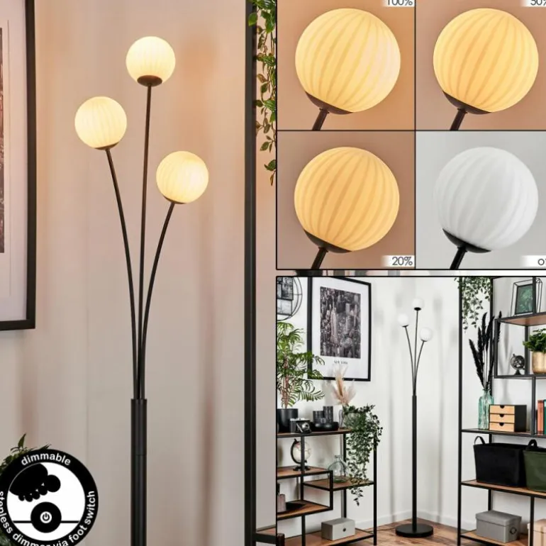 Lampadaire - Verre 10 cm Bernado Blanc, 3 lumières