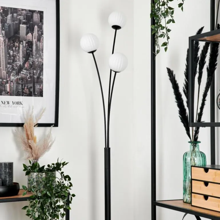 Lampadaire - Verre 10 cm Bernado Blanc, 3 lumières