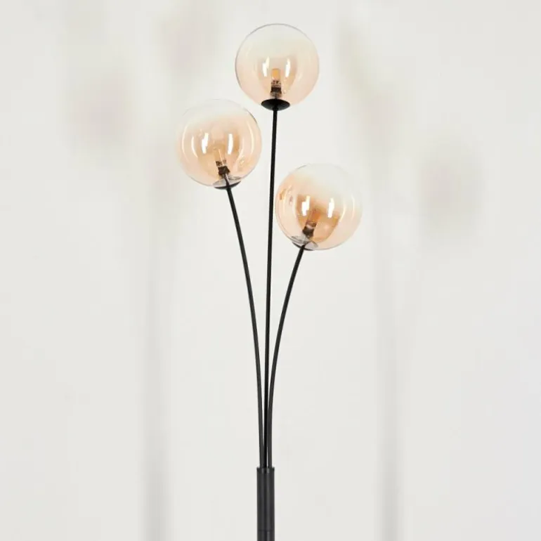 Lampadaire - Verre 15 cm Bernado Ambre, Clair, 3 lumières
