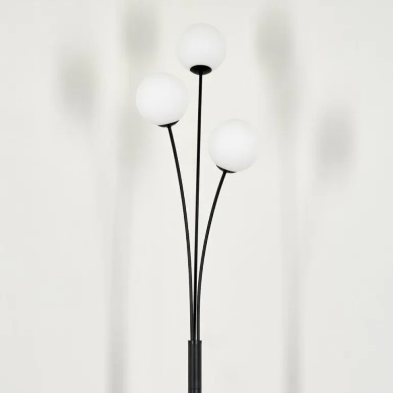 Lampadaire - Verre 12 cm Bernado Blanc, 3 lumières