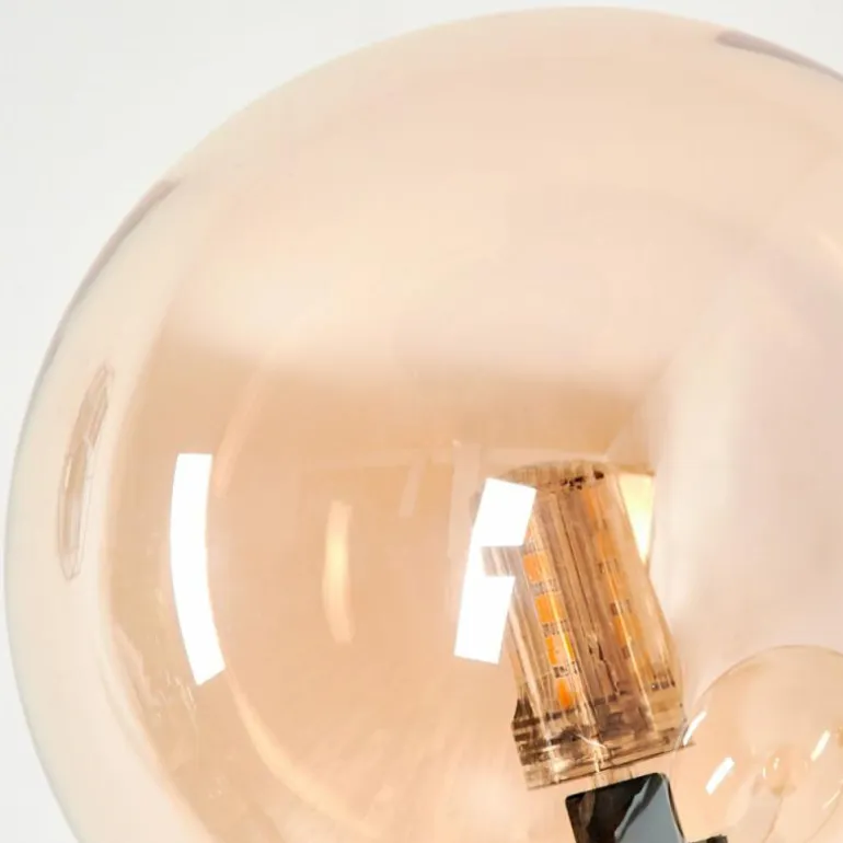 Lampadaire - Verre 12 cm Bernado Ambre, 6 lumières
