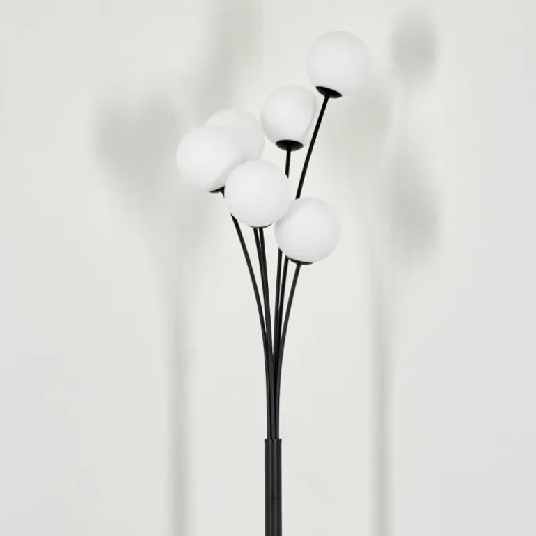 Lampadaire - Verre 12 cm Bernado Blanc, 6 lumières