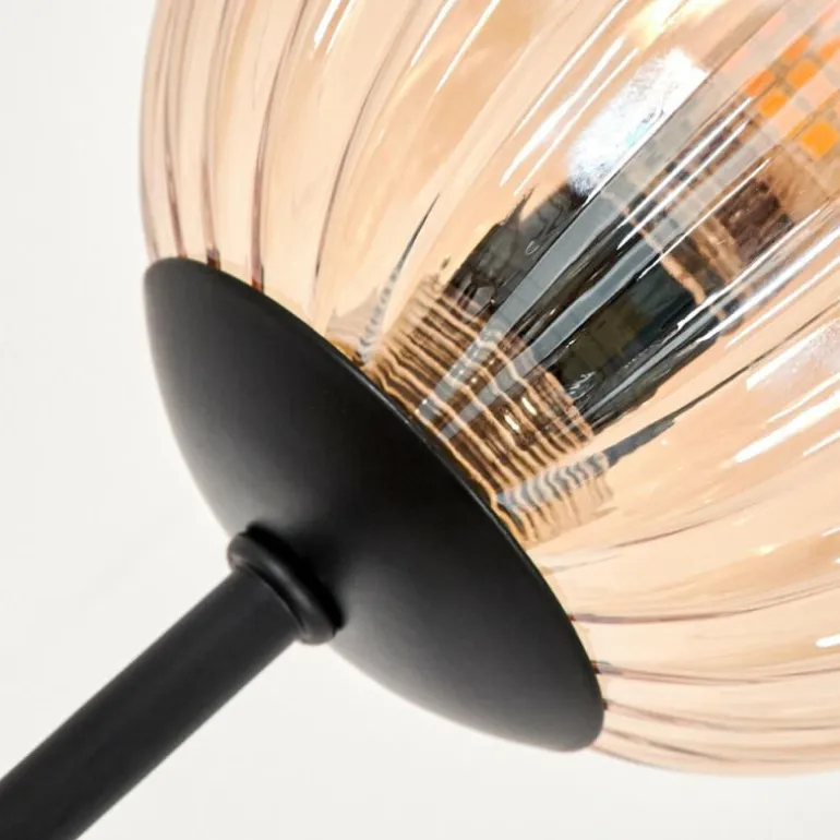 Lampadaire - Verre 10 cm Bernado Ambre, 6 lumières