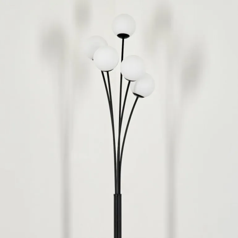 Lampadaire - Verre 10 cm Bernado Blanc, 5 lumières