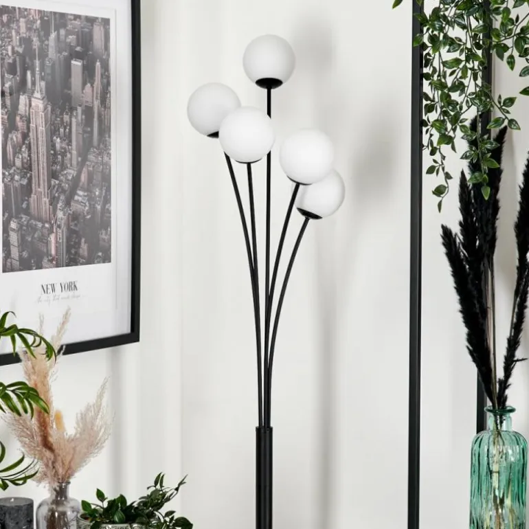 Lampadaire - Verre 10 cm Bernado Blanc, 5 lumières