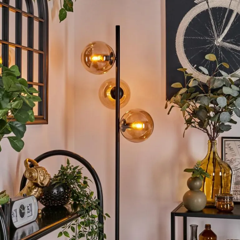 Lampadaire - Verre 15 cm Gastor Ambre, 3 lumières