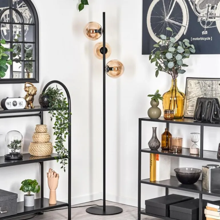 Lampadaire - Verre 15 cm Gastor Ambre, 3 lumières