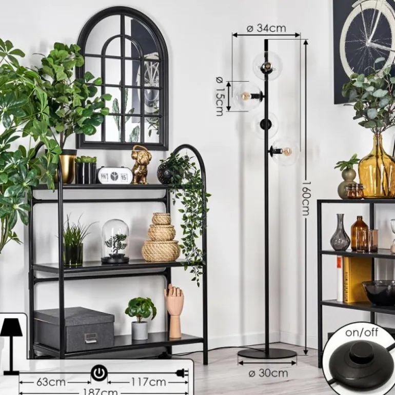 Lampadaire - Verre 15 cm Gastor Clair, 4 lumières