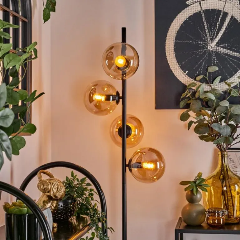 Lampadaire - Verre 15 cm Gastor Ambre, 4 lumières