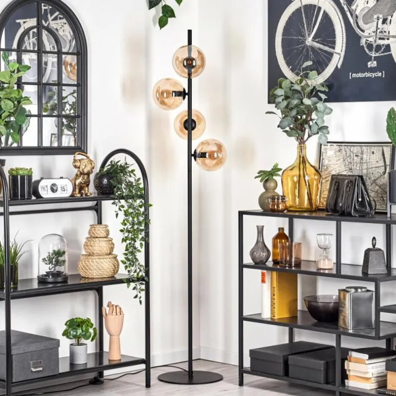 Lampadaire - Verre 15 cm Gastor Ambre, 4 lumières