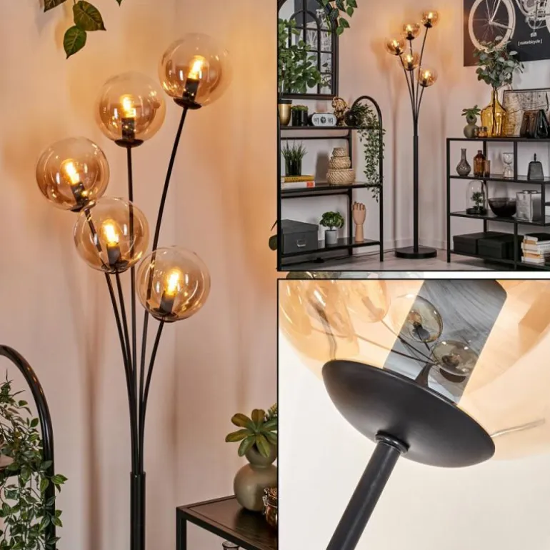 Lampadaire - Verre 15 cm Gastor Ambre, Clair, 5 lumières