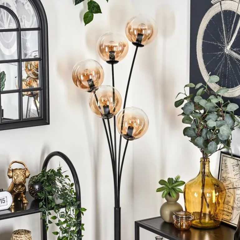 Lampadaire - Verre 15 cm Gastor Ambre, Clair, 5 lumières