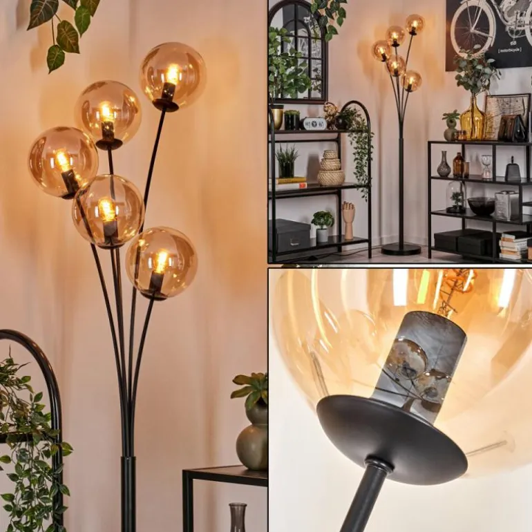Lampadaire - Verre 15 cm Gastor Ambre, 5 lumières