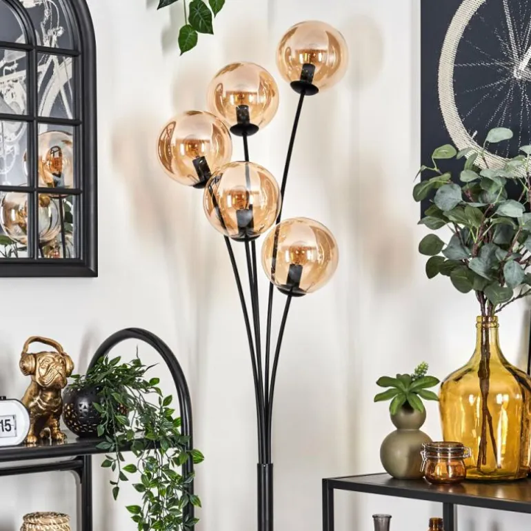 Lampadaire - Verre 15 cm Gastor Ambre, 5 lumières