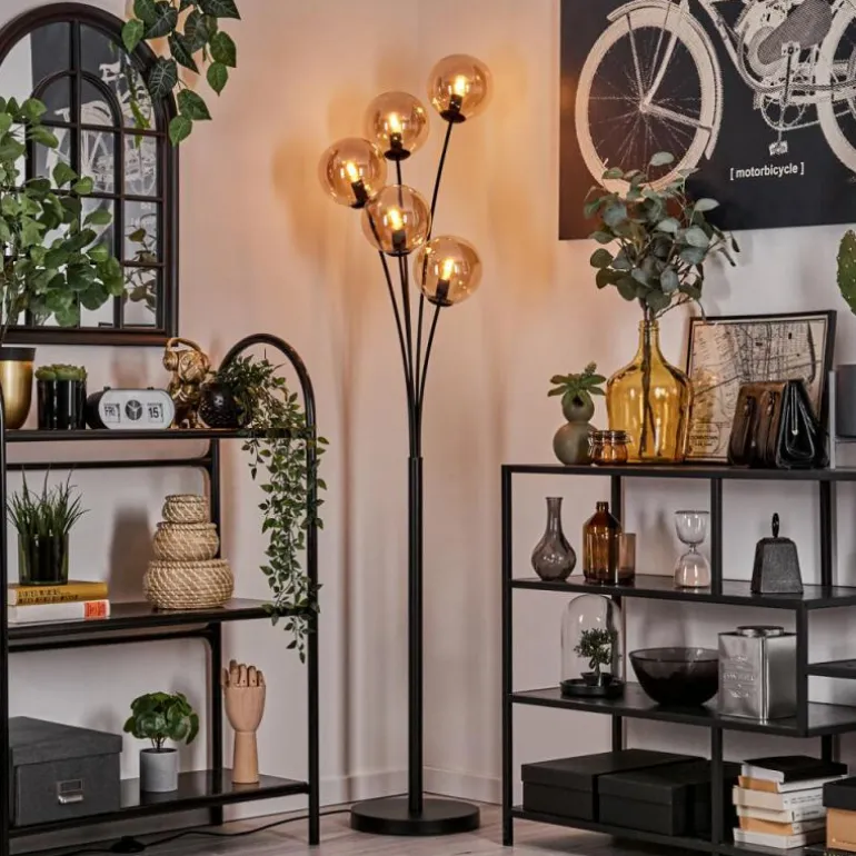 Lampadaire - Verre 15 cm Gastor Ambre, 5 lumières