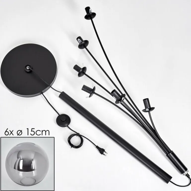 Lampadaire - Verre 15 cm Gastor Fumé, 6 lumières