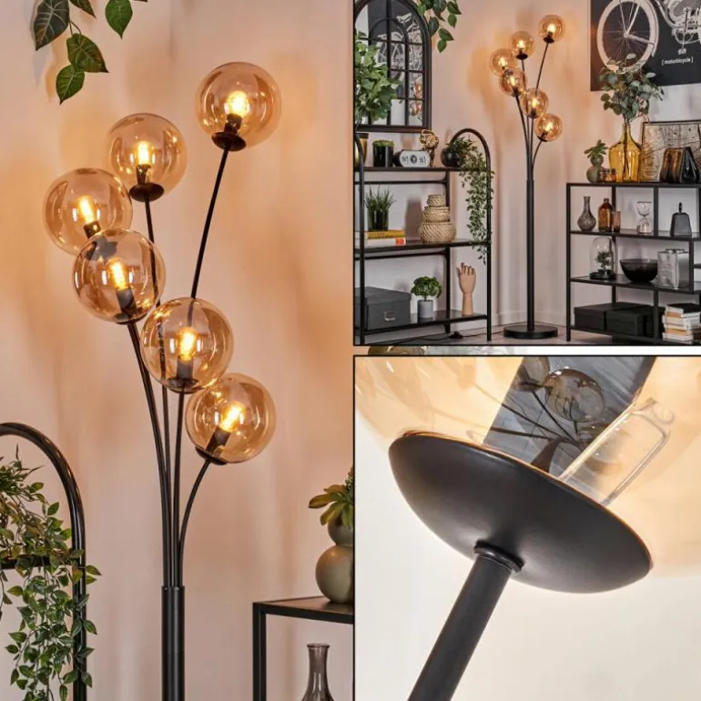 Lampadaire - Verre 15 cm Gastor Ambre, 6 lumières