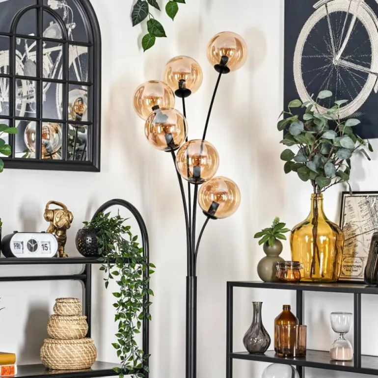 Lampadaire - Verre 15 cm Gastor Ambre, 6 lumières