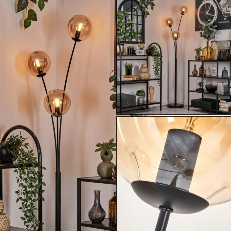 Lampadaire - Verre 15 cm Gastor Ambre, 3 lumières