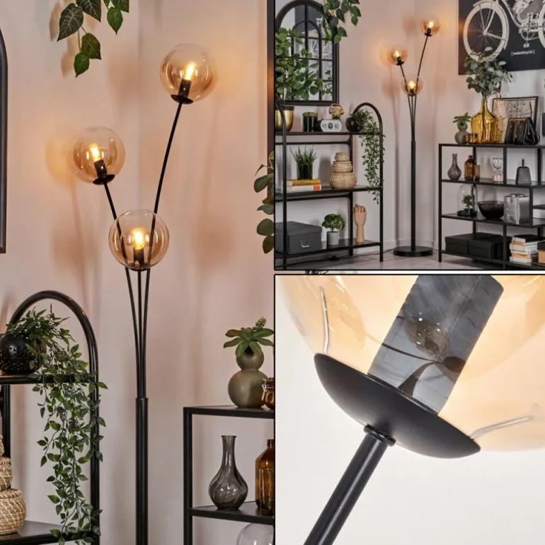 Lampadaire - Verre 15 cm Gastor Ambre, Clair, 3 lumières