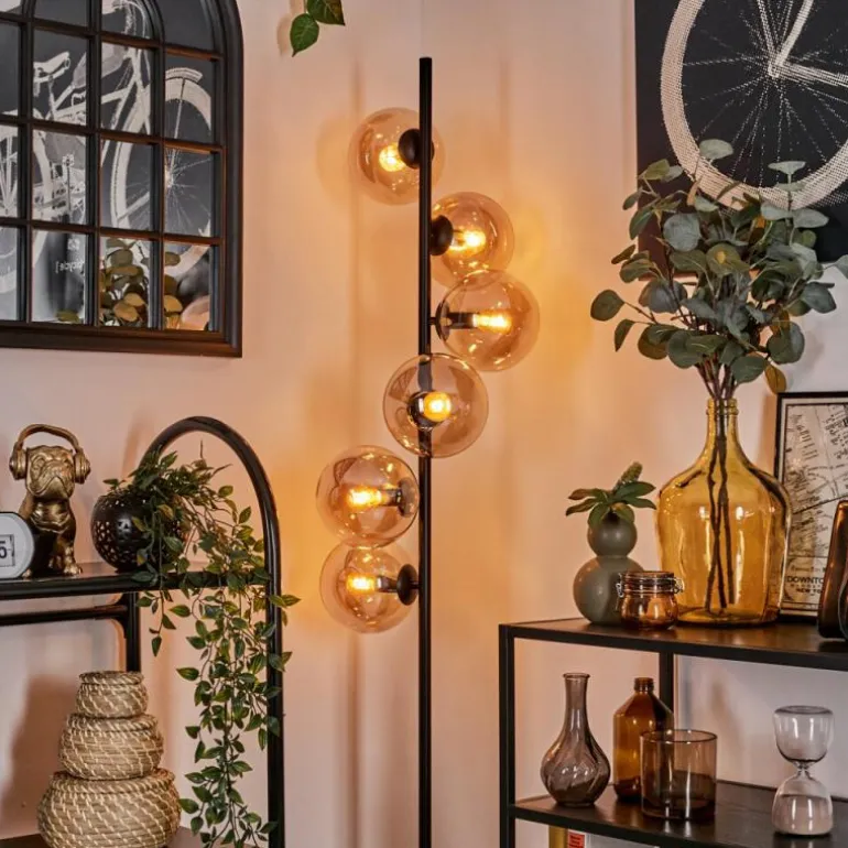 Lampadaire - Verre 15 cm Gastor Ambre, 6 lumières