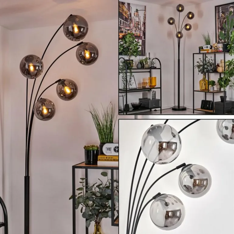 Lampadaire - Verre 15 cm Gastor Fumé, 5 lumières