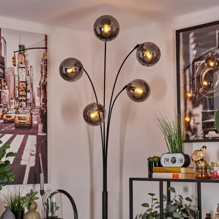 Lampadaire - Verre 15 cm Gastor Fumé, 5 lumières