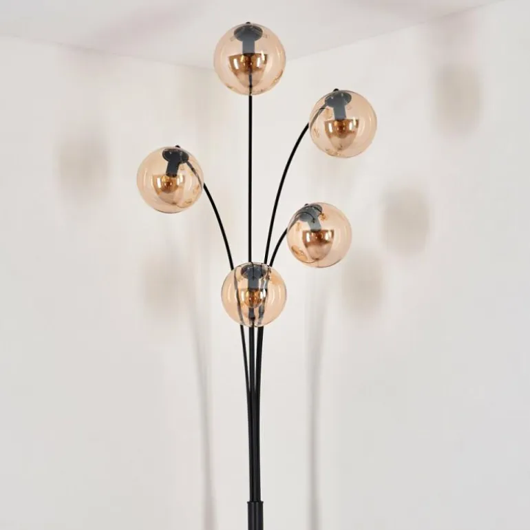 Lampadaire - Verre 15 cm Gastor Ambre, 5 lumières