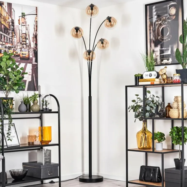 Lampadaire - Verre 15 cm Gastor Ambre, Clair, 5 lumières