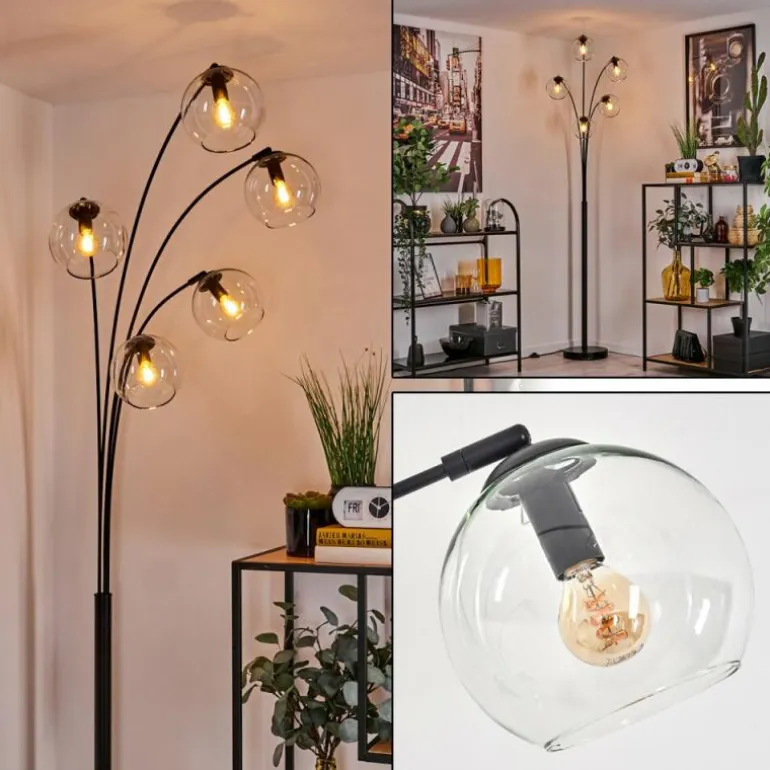 Lampadaire - Verre 15 cm Koyoto Clair, 5 lumières