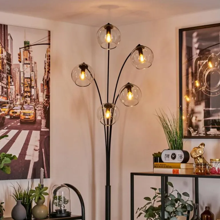 Lampadaire - Verre 15 cm Koyoto Clair, 5 lumières
