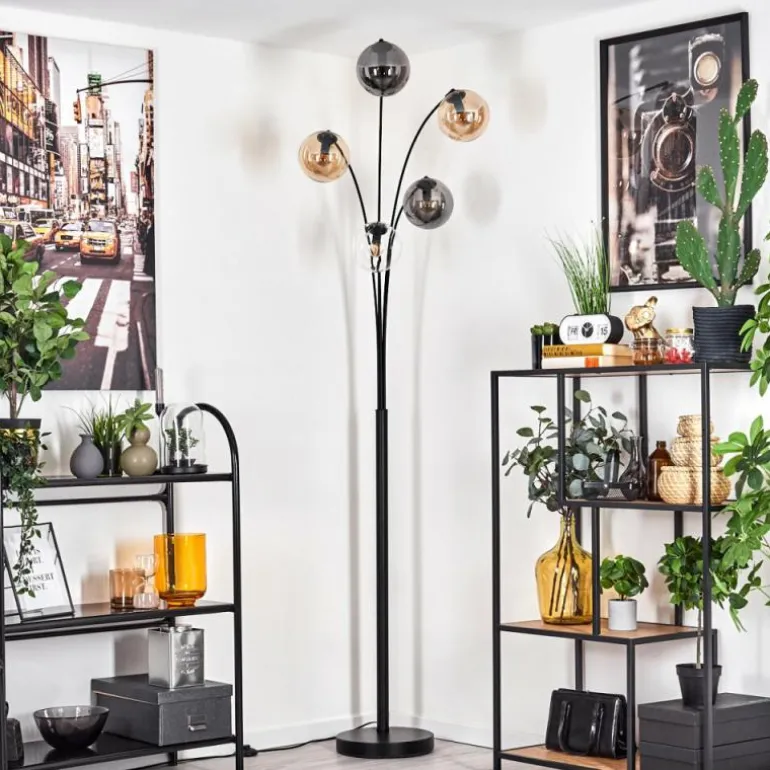 Lampadaire - Verre 15 cm Koyoto Ambre, Clair, Fumé, 5 lumières