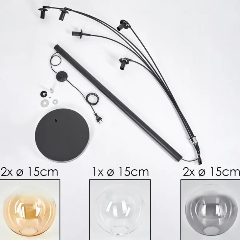 Lampadaire - Verre 15 cm Koyoto Ambre, Clair, Fumé, 5 lumières