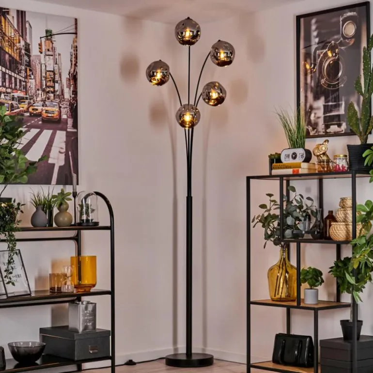 Lampadaire - Verre 15 cm Ripoll Chrome, 5 lumières