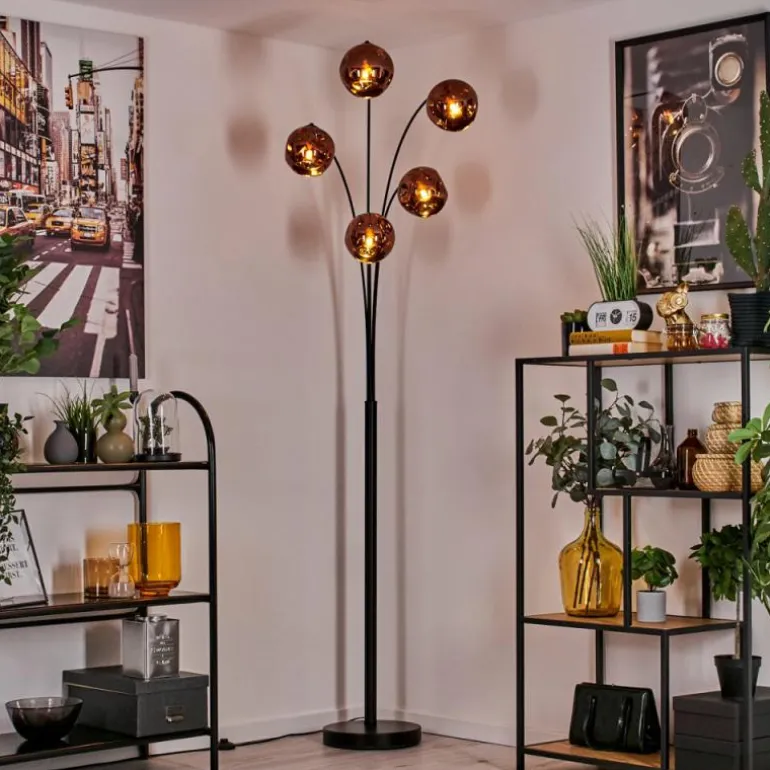 Lampadaire - Verre 15 cm Ripoll Cuivré, 5 lumières