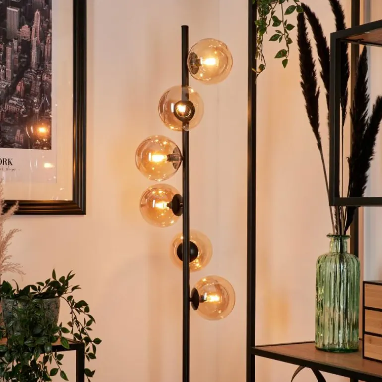 Lampadaire - Verre Remaisnil Noir, 6 lumières