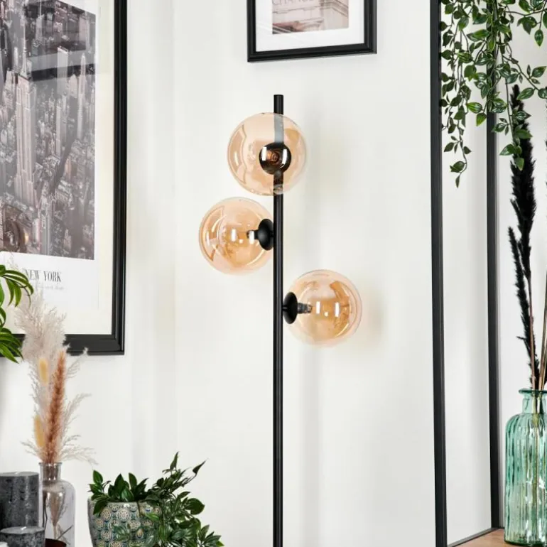 Lampadaire - Verre Remaisnil Noir, 3 lumières