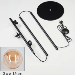 Lampadaire - Verre Remaisnil Noir, 3 lumières