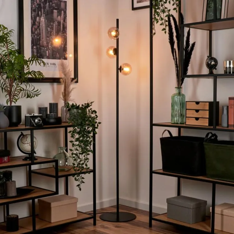 Lampadaire - Verre Remaisnil Ambre, 3 lumières