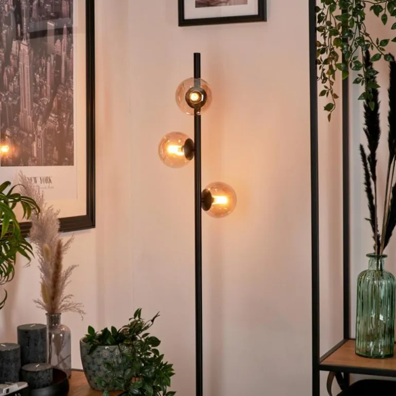 Lampadaire - Verre Remaisnil Ambre, 3 lumières