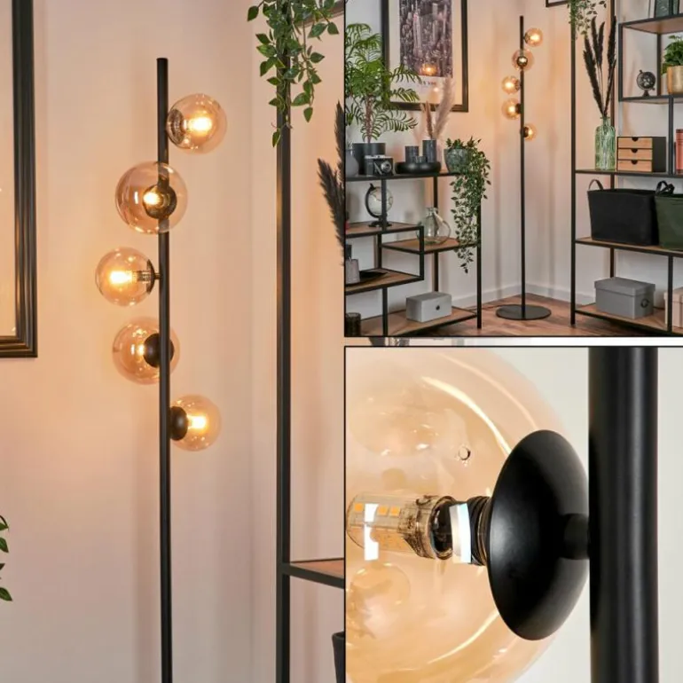 Lampadaire - Verre Remaisnil Ambre, 5 lumières