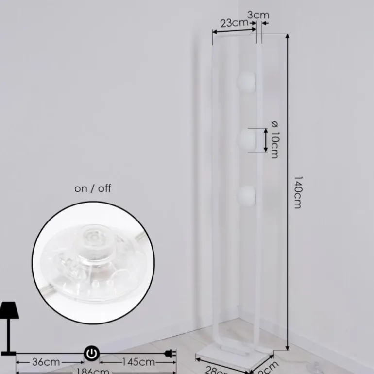 Lampadaire Beland Blanc, 3 lumières