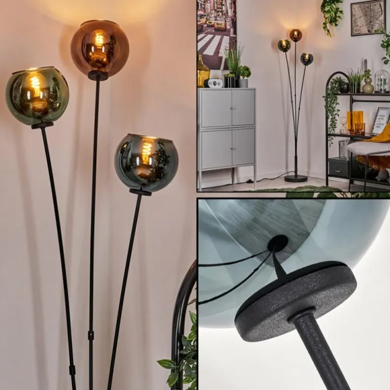 Lampadaire Belp Noir, 3 lumières