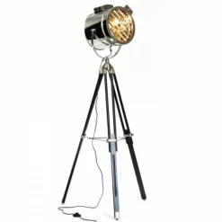 Lampadaire Brilliant Leuchten Cine Chrome, Noir, 1 lumière