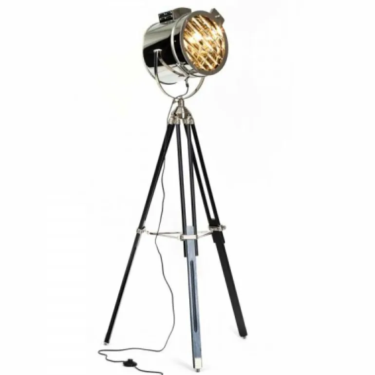 Lampadaire Brilliant Leuchten Cine Chrome, Noir, 1 lumière