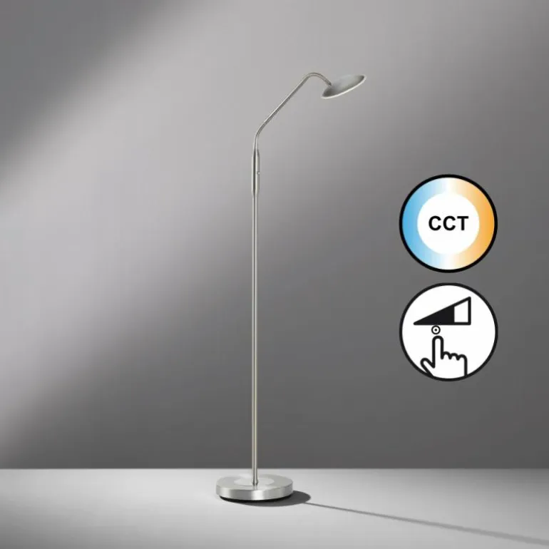 Lampadaire Fischer & Honsel Tallri LED Nickel mat, 1 lumière