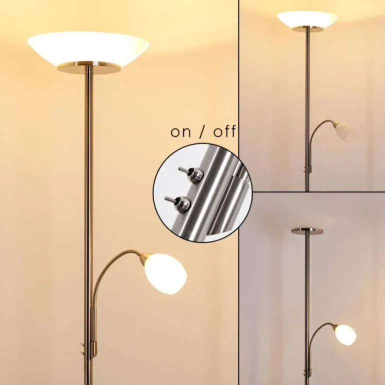 Lampadaire Gismaro Nickel mat, 3 lumières