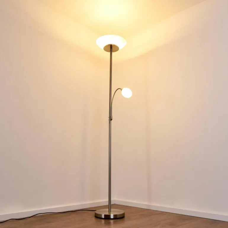 Lampadaire Gismaro Nickel mat, 3 lumières