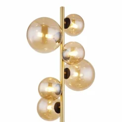 Lampadaire Globo RIHA LED Laiton, Noir, 6 lumières